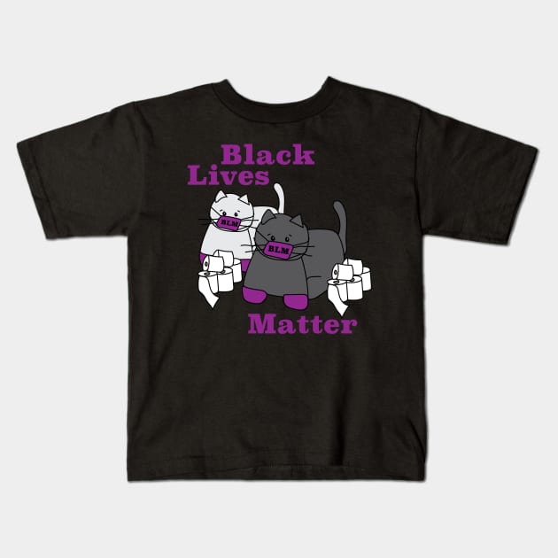 Black Lives Matter Corona Cats Kids T-Shirt by kristinbell